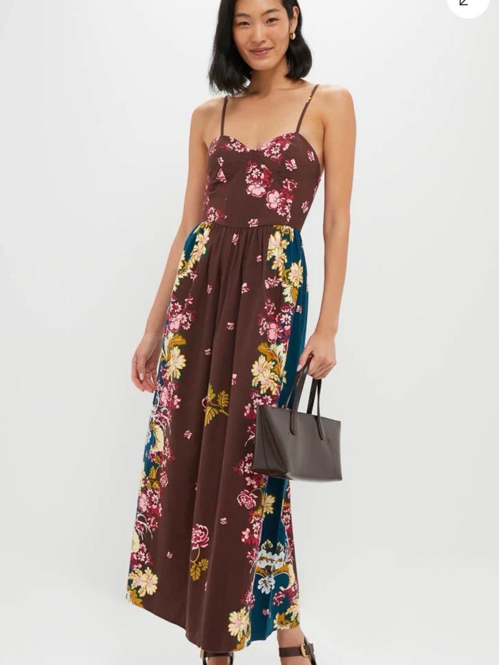 Anna Cate M Chocolate Floral Mallory Midi Dress